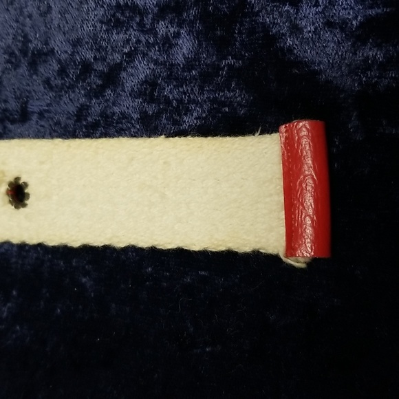 Vintage Astor Cloth Belt Cream with Red Leather Buckle 36" - Picture 6 of 13